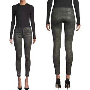 NWT JOE'S JEANS The Icon Mid Rise Skinny Ankle Sz 24 Green Coated Laser Camo